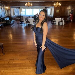 Portia and Scarlett Blue Sweetheart Maxi Dress for Prom